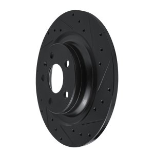 Volvo XC60 Brake Rotor (1) - Rear Right - R1 Concepts - Drilled & Slotted - Black - `18-`25